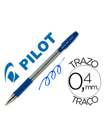 Boligrafo pilot bps-gp azul sujecion de caucho tinta base de aceite con capuchon