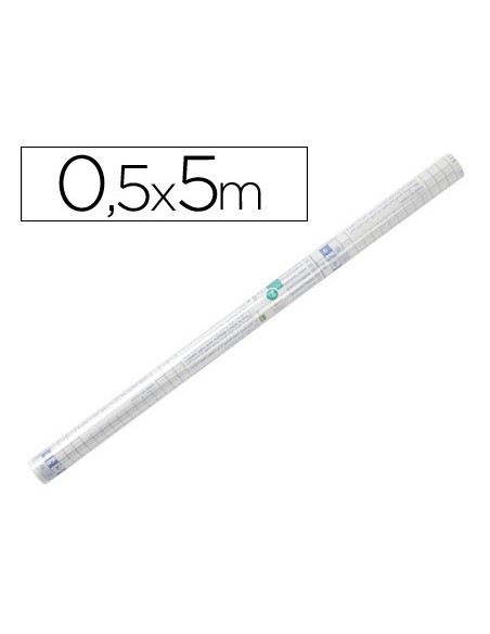 Rollo plastico adhesivo liderpapel 0.50x5 m 50 mc forralibros removible