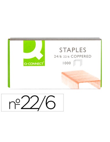 Grapas q-connect nº 22/6 24/6 cobreadas caja de...