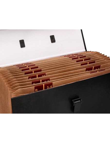 Maletin liderpapel con fuelle y asa carton forrado 19 departamentos 255x390x120 mm colores surtidos