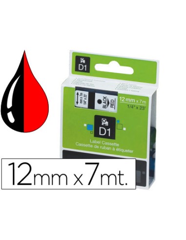 Cinta dymo 1000 negro-rojo 12mm x 7mt d1