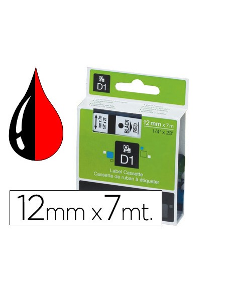 Cinta dymo 1000 negro-rojo 12mm x 7mt d1