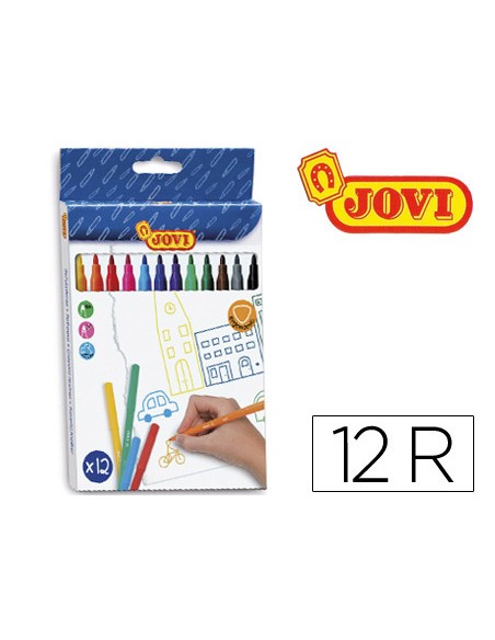 Rotulador jovi slim caja de 12 unidades colores surtidos