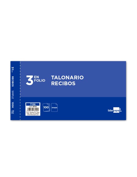 Talonario liderpapel recibos 3/fº original t136 sin matriz