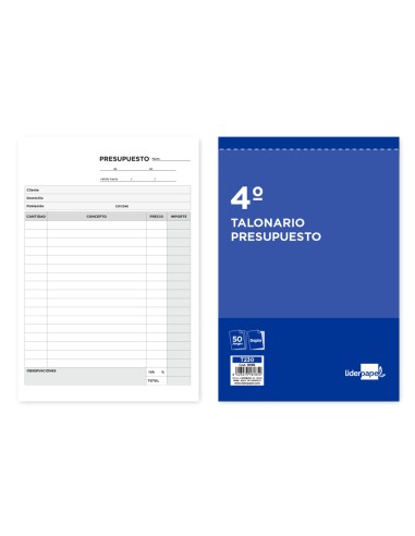 Talonario liderpapel presupuesto cuarto...