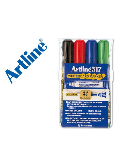 Rotulador artline pizarra ek517/w4 punta redonda 2 mm bolsa de 4 unidades colores surtidos