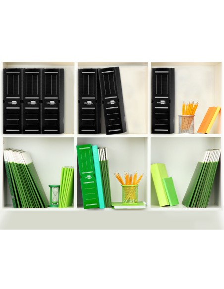 Caja archivo definitivo plastico liderpapel lomo 100 mm negro 360x100x260 mm