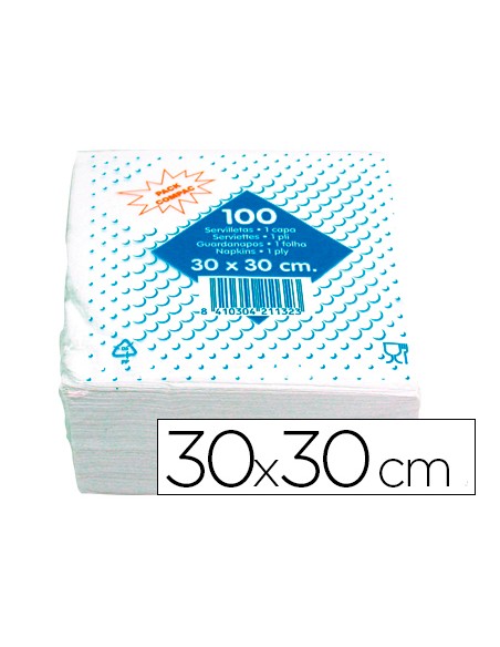 Servilleta celulosa 30x30 cm 1 capa paquete de 100 unidades