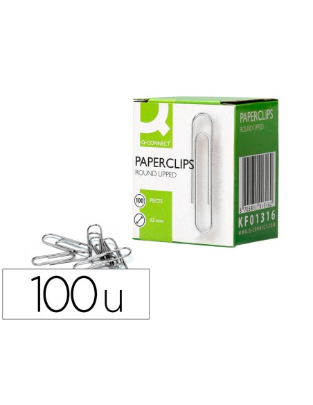 Clips galvanizados q-connect nº 32 mm caja de 100 unidades
