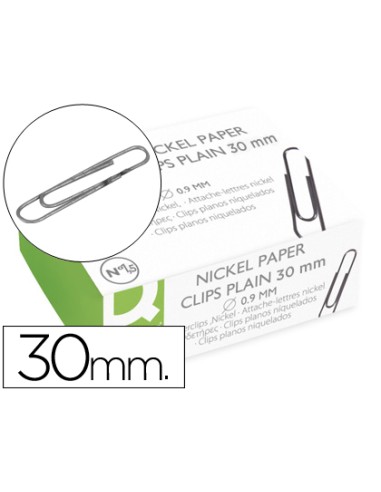 Clips niquelados q-connect nº1,5 30 mm caja de...