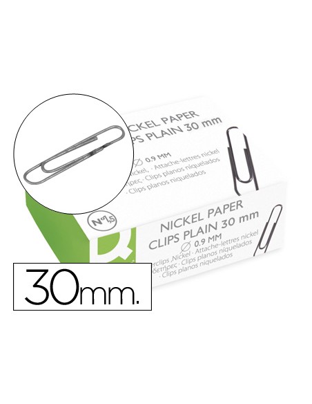 Clips niquelados q-connect nº1,5 30 mm caja de 100 unidades
