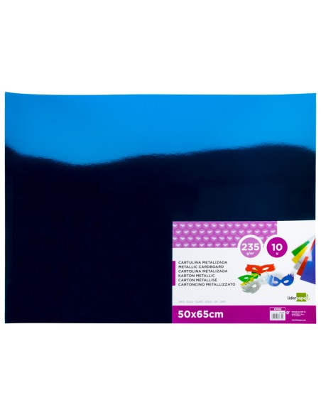 Cartulina liderpapel 50x65 cm 235g/m2 metalizada azul
