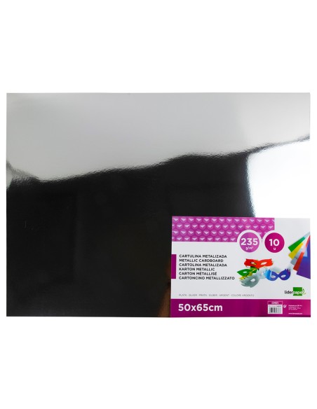 Cartulina liderpapel 50x65 cm 235g/m2 metalizada plata