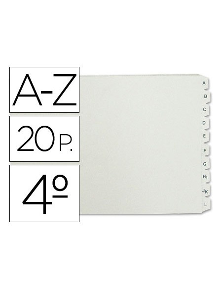 Separador alfabetico multifin 3003 plastico cuarto apaisado 20 pestañas 215x155 mm