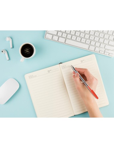 Boligrafo transparente q-connect rojo medio...