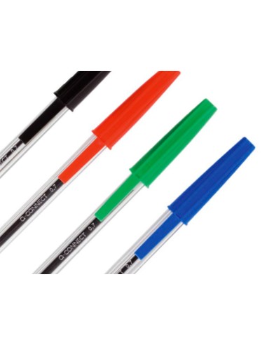 Boligrafo transparente q-connect rojo medio...