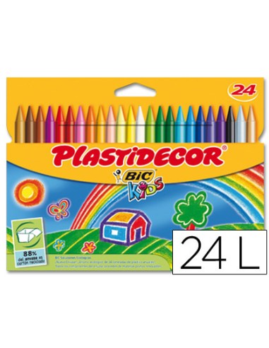 Lapices cera plastidecor caja de 24 colores...