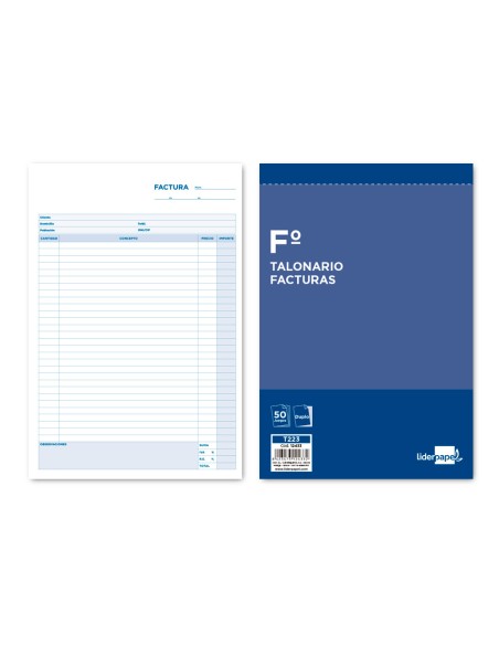 Talonario liderpapel facturas folio original y copia t223 con i.v.a.