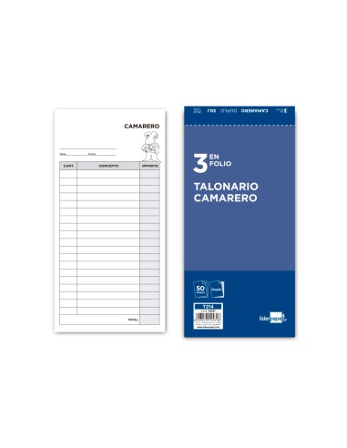 Talonario liderpapel camarero 3/fº original y...