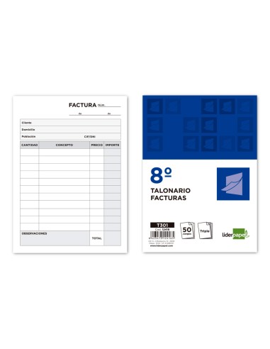 Talonario liderpapel facturas 8º original y 2...