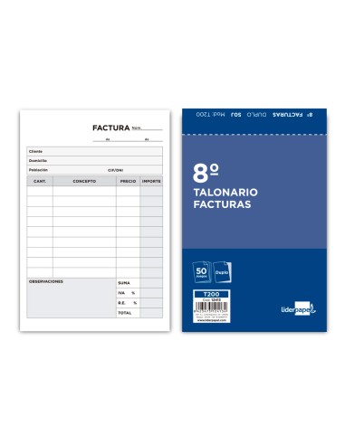 Talonario liderpapel facturas 8º original y...