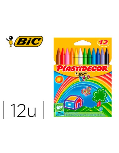 Lapices cera plastidecor caja de 12 colores...