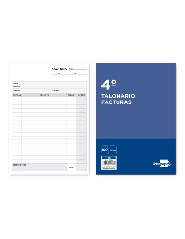 Talonario liderpapel facturas cuarto original...