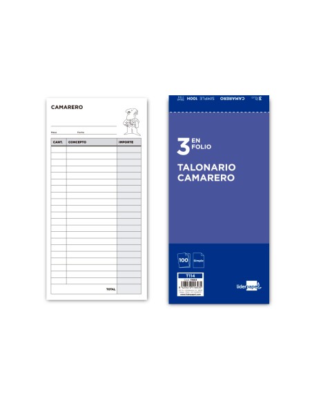 Talonario liderpapel camarero 3/fº original t114