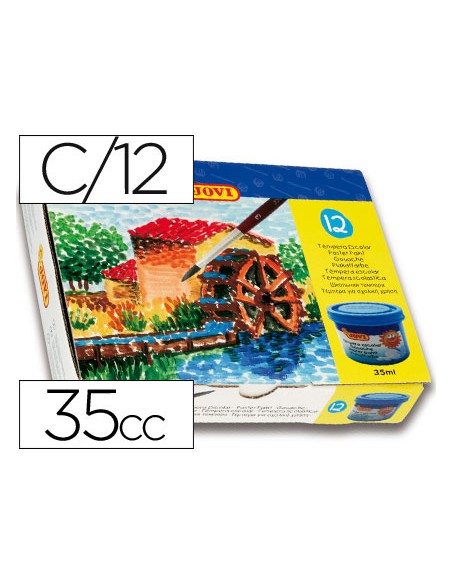 Tempera escolar jovi 35 ml caja de 12 colores surtidos