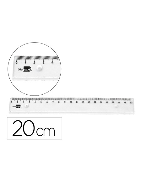 Regla liderpapel plastico irrompible transparente 20 cm