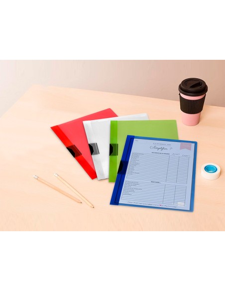 Carpeta liderpapel dossier pinza lateral polipropileno din a4 azul translucido 60 hojas pinza deslizante