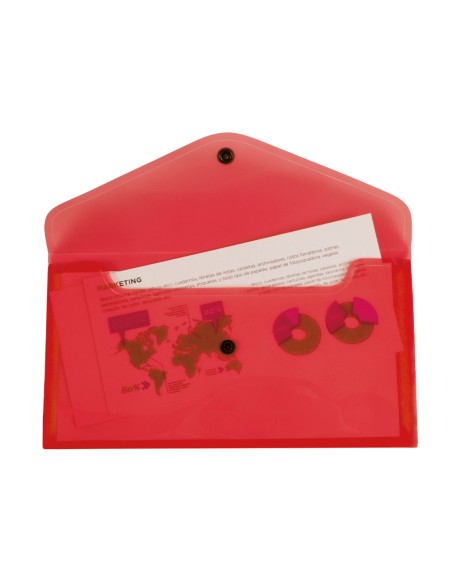 Carpeta liderpapel dossier broche polipropileno tamaño sobre americano 260x140 mm rojo translucido