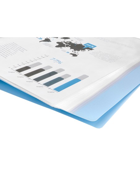 Carpeta liderpapel escaparate 30 fundas polipropileno din a4 celeste opaco