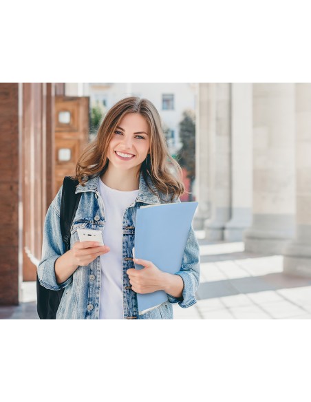 Carpeta liderpapel escaparate 30 fundas polipropileno din a4 celeste opaco