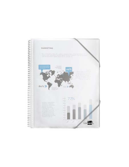 Carpeta liderpapel escaparate con espiral 20 fundas polipropileno din a4 transparente