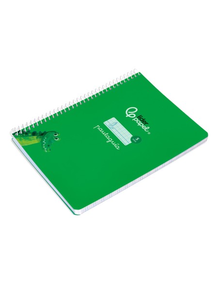 Cuaderno espiral liderpapel a5 pautaguia tapa blanda 40h 75grcuadro pautado 5mm color verde