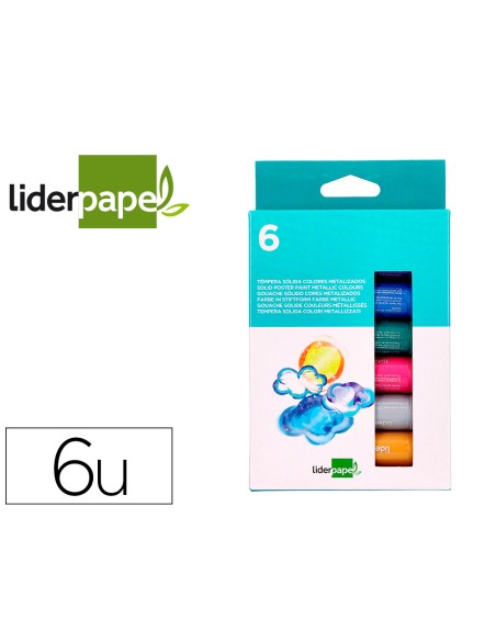 Tempera solida en barra liderpapel escolar 10 g caja de 6 colores surtidos