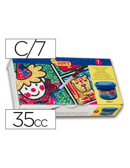 Tempera escolar jovi 35 ml caja de 7 colores surtidos