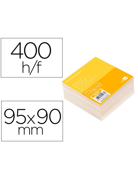 Taco papel liderpapel sin encolar blanco 400 hojas 95x90x40 mm 80 g