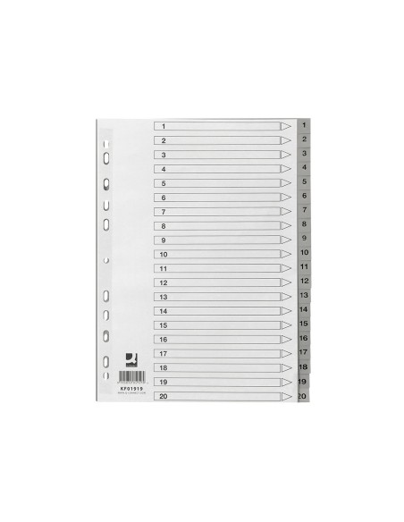 Separador numerico q-connect plastico 1-20 juego de 20 separadores din a4 multitaladro
