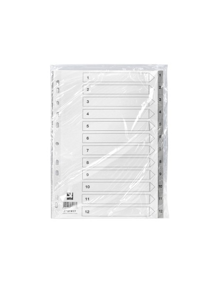 Separador numerico q-connect plastico 1-12 juego de 12 separadores din a4 multitaladro