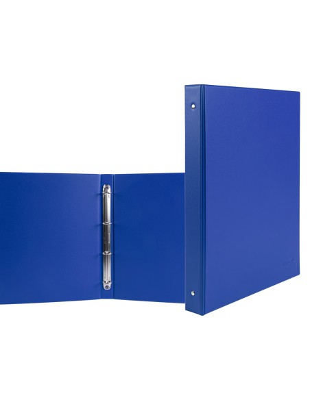 Carpeta liderpapel 4 anillas 25 mm redondas plastico folio color azul marino