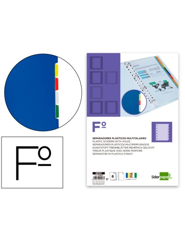 Separador liderpapel plastico juego de 6...