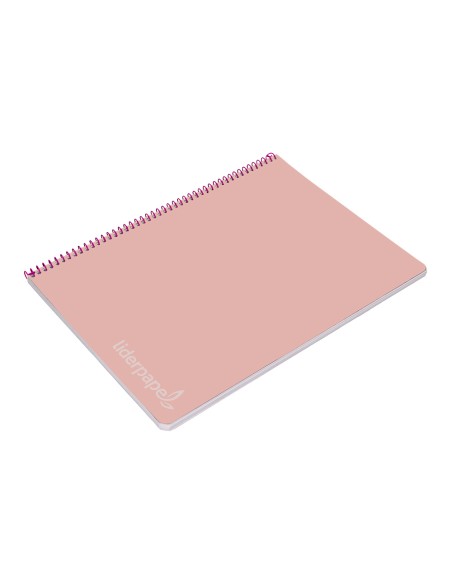 Cuaderno espiral liderpapel folio witty tapa dura 80h 75gr cuadro 4mm con margen color rosa