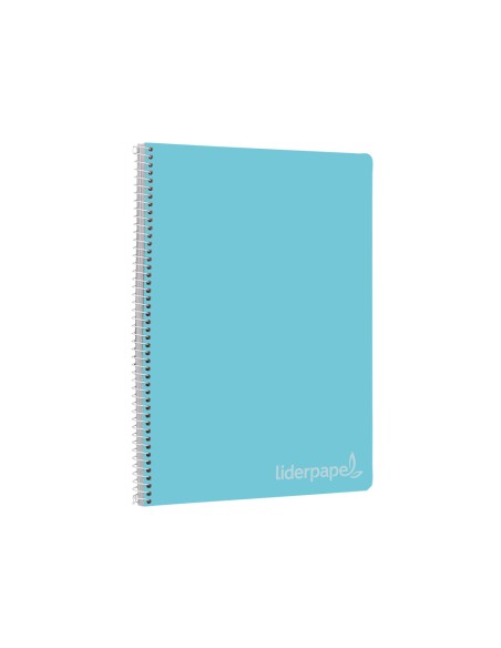 Cuaderno espiral liderpapel folio witty tapa dura 80h 75gr cuadro 4mm con margen color celeste