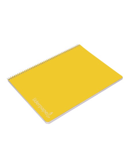 Cuaderno espiral liderpapel folio witty tapa dura 80h 75gr cuadro 4mm con margen color amarillo
