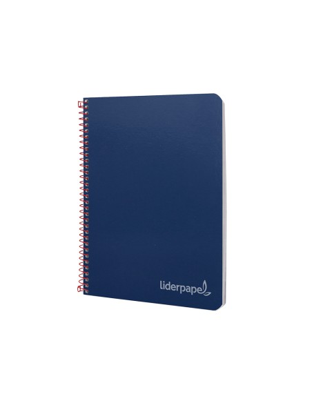 Cuaderno espiral liderpapel cuarto witty tapa dura 80h 75gr cuadro 4mm con margen color azul marino