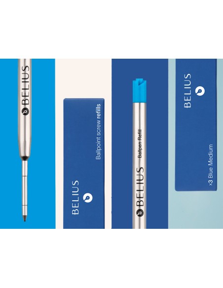 Recambio boligrafo belius azul 0,8 mm caja 3 unidades