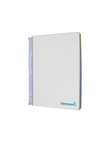 Cuaderno espiral liderpapel a5 micro wonder tapa plastico 120h 90gr cuadro 5mm 5 bandas 6 taladros color gris