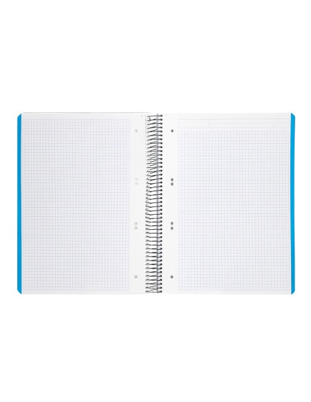 Cuaderno espiral liderpapel a5 micro wonder tapa plastico 120h 90gr cuadro 5mm 5 bandas 6 taladros color gris